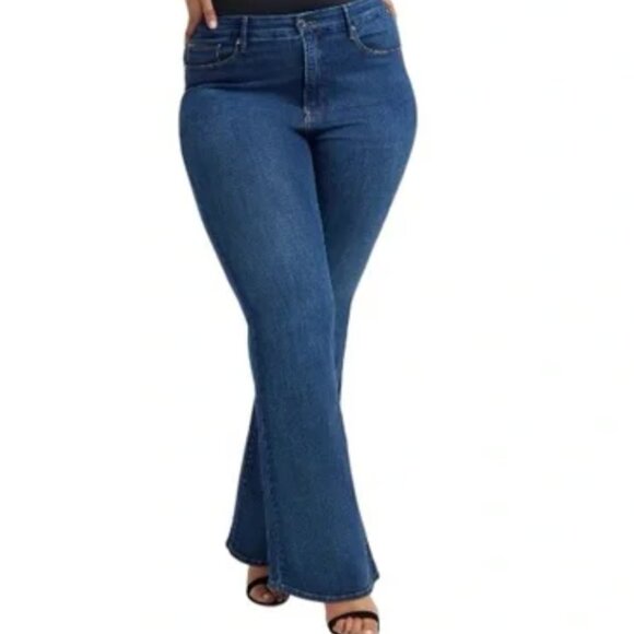 Good American Denim - Good American Good Legs Flare Jeans High Rise Medium Wash BLUE004 Size: 10/30
